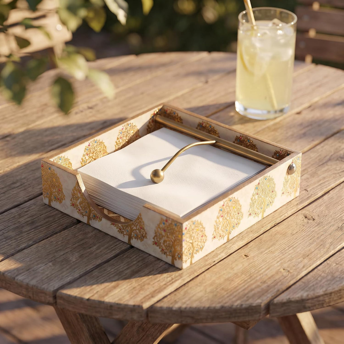 HOKIPO Napkin Holder for Dining Table, Engineered Wood, Swarna Vriksha - image 7