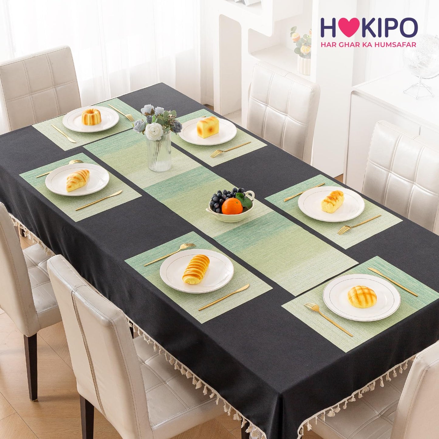 GradientHue PVC Mats for Dining Table - Meadow Mist
