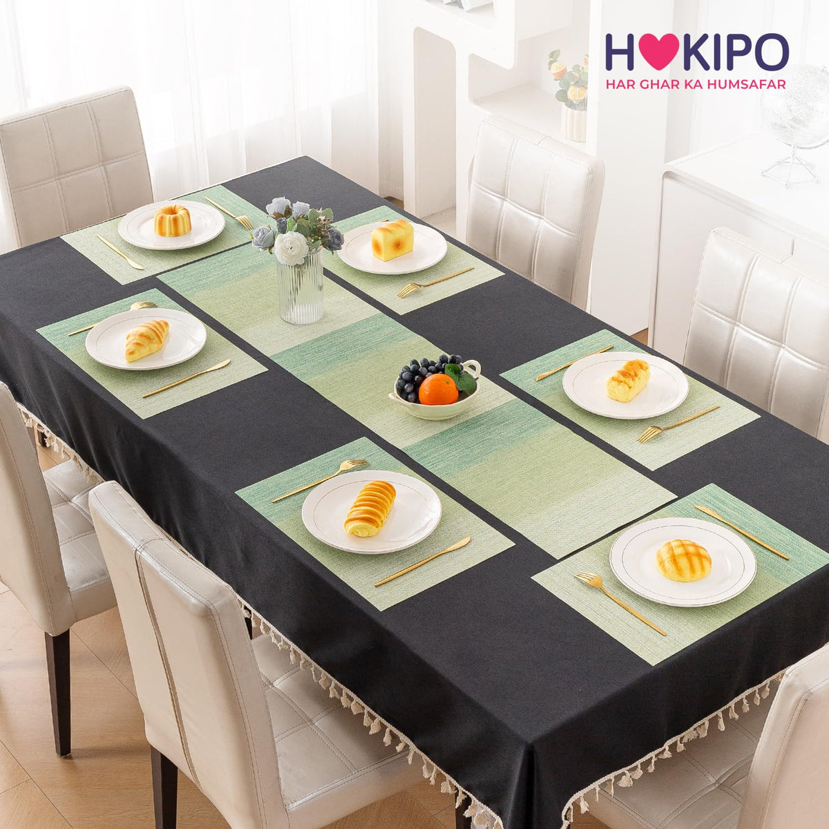 GradientHue PVC Mats for Dining Table - Meadow Mist