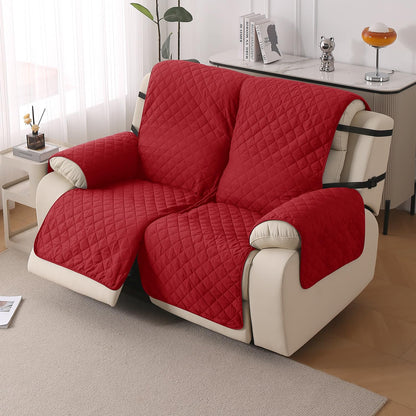 UrbanQuilt Recliner Sofa Slipcover Mat with Dual Belt for 1/2/3 Seater - Scarlet Red