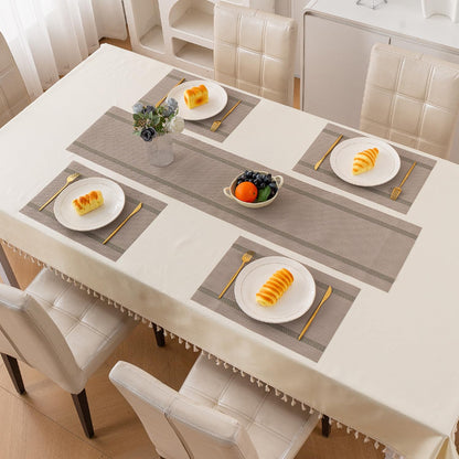 Chevron Stripes PVC Mats for Dining Table - Taupe Brown