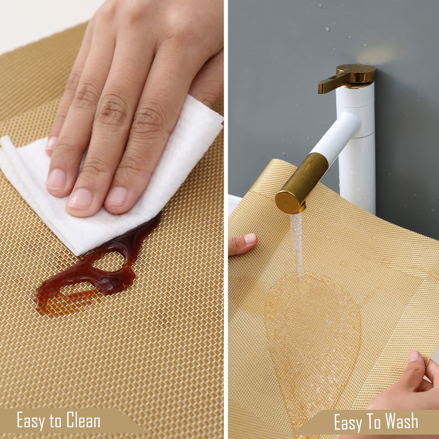 PVC Dining Table Mats, Gold