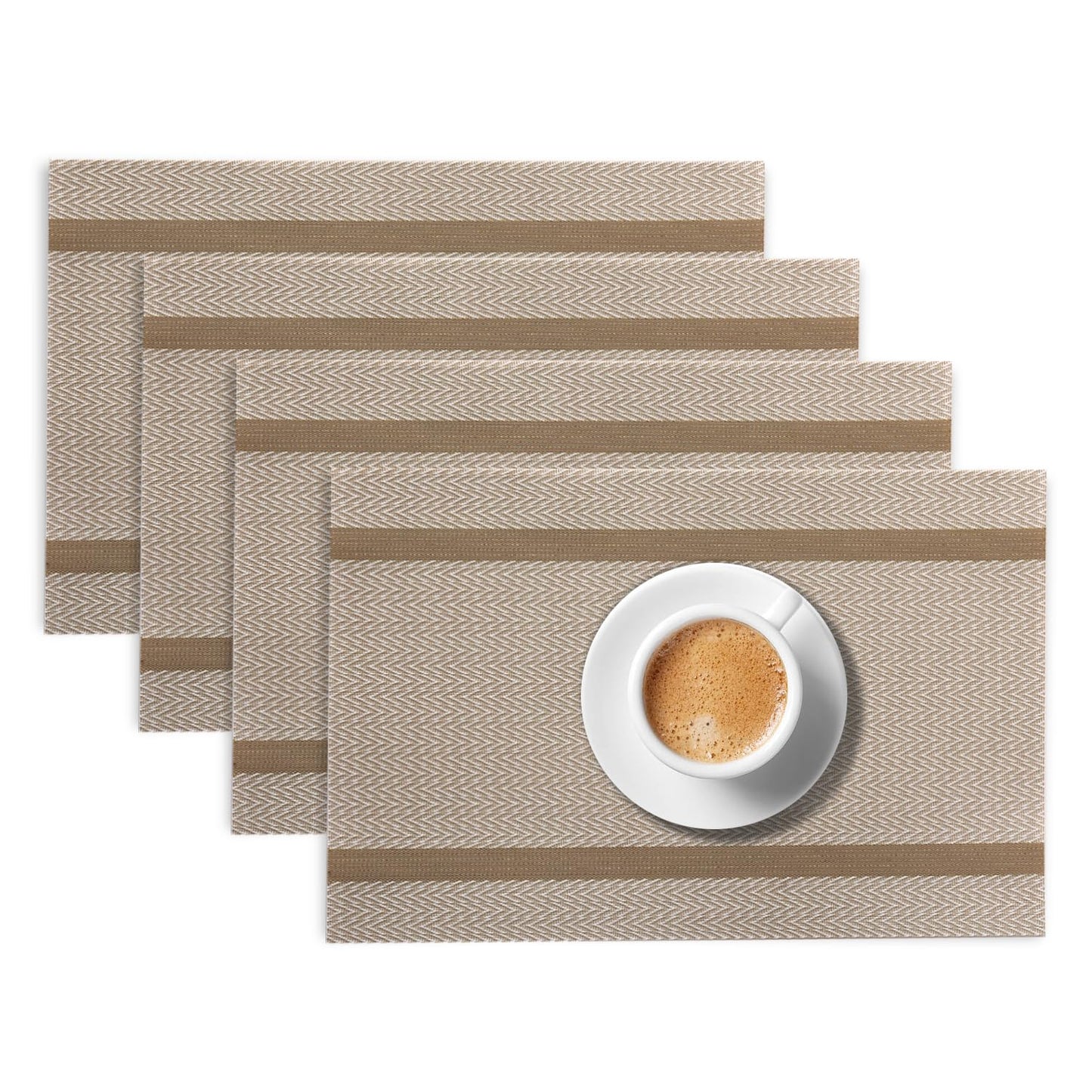 Chevron Stripes PVC Mats for Dining Table - Warm White