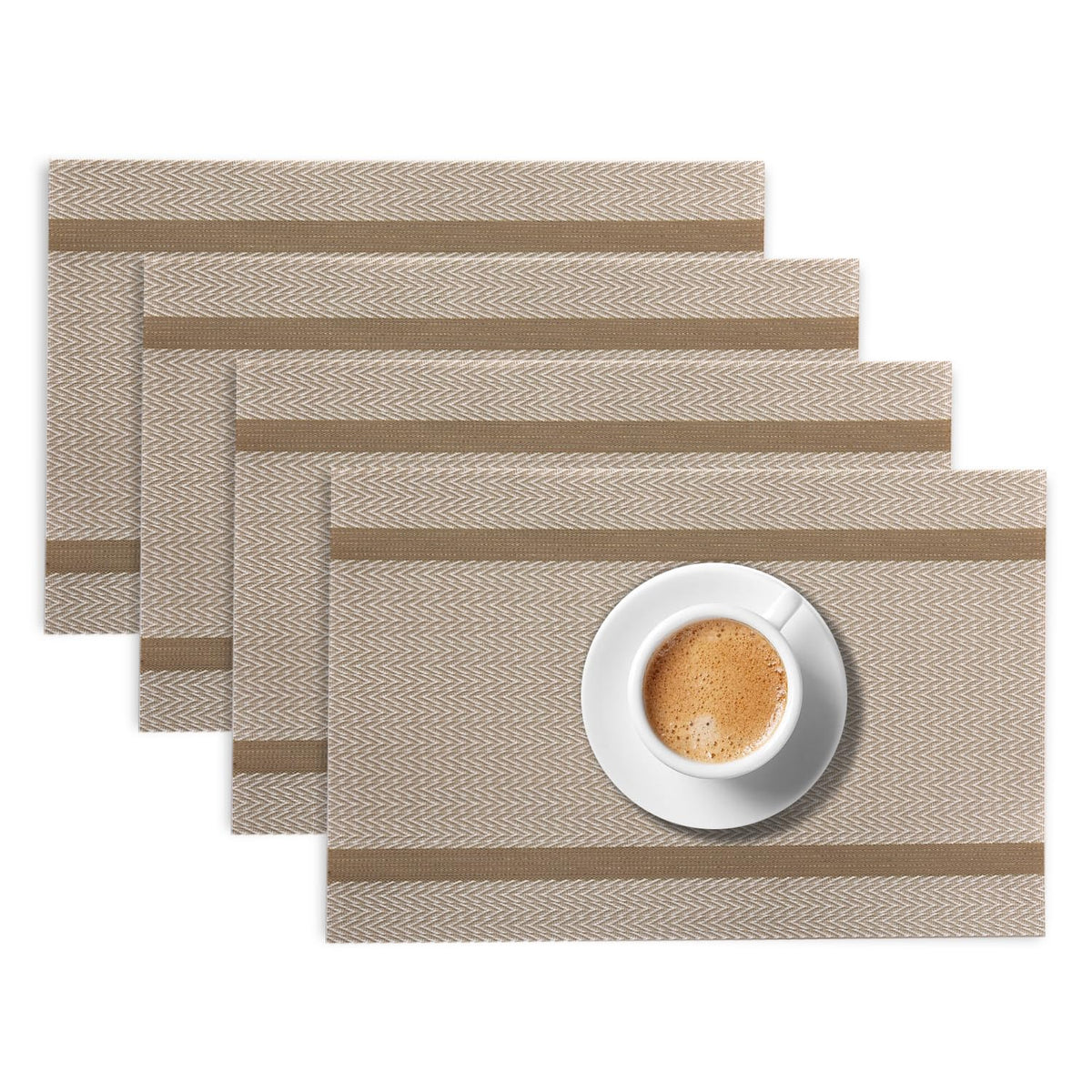Chevron Stripes PVC Mats for Dining Table - Warm White