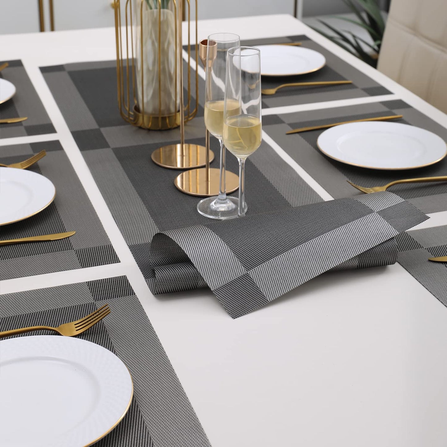 PVC Dining Table Mats, Dark Grey