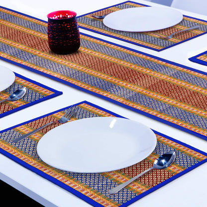 Handmade Madurkathi River Grass Dining Table Mats, Blue