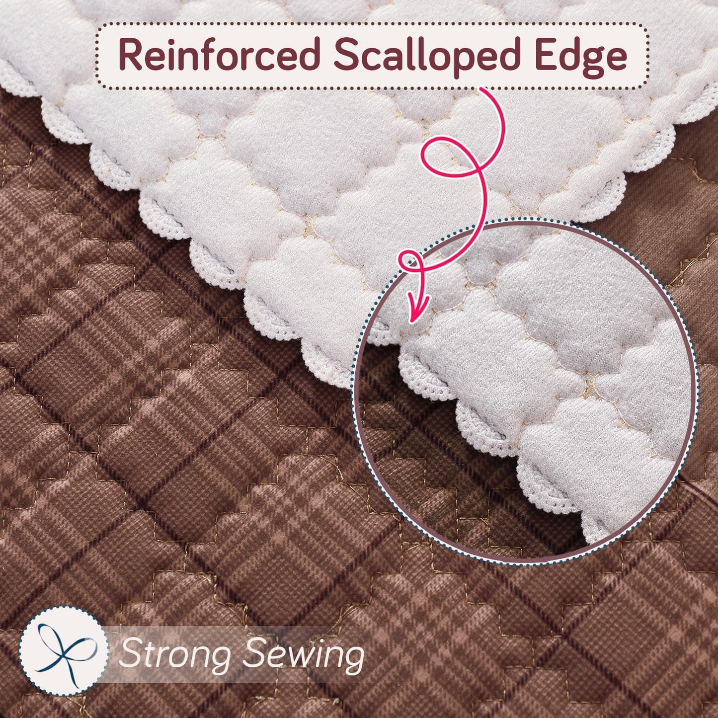 Premium Quilted 5 (3+1+1) Seater Sofa Cover Set with Foam Filling | 'Comfort Grid', Rose Taupe