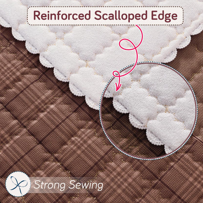 Premium Quilted 5 (3+1+1) Seater Sofa Cover Set with Foam Filling | 'Comfort Grid', Rose Taupe