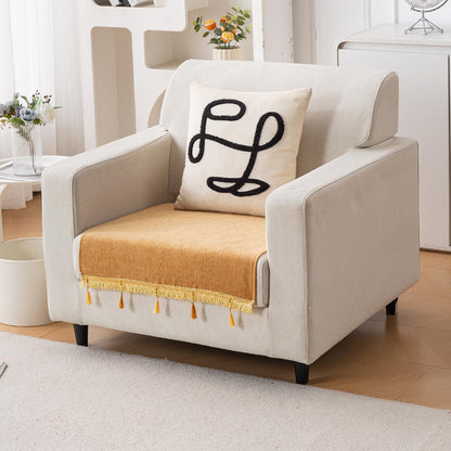 Serenity Tassel Chenille Sofa Cover with Tassel – Sunlit Amber