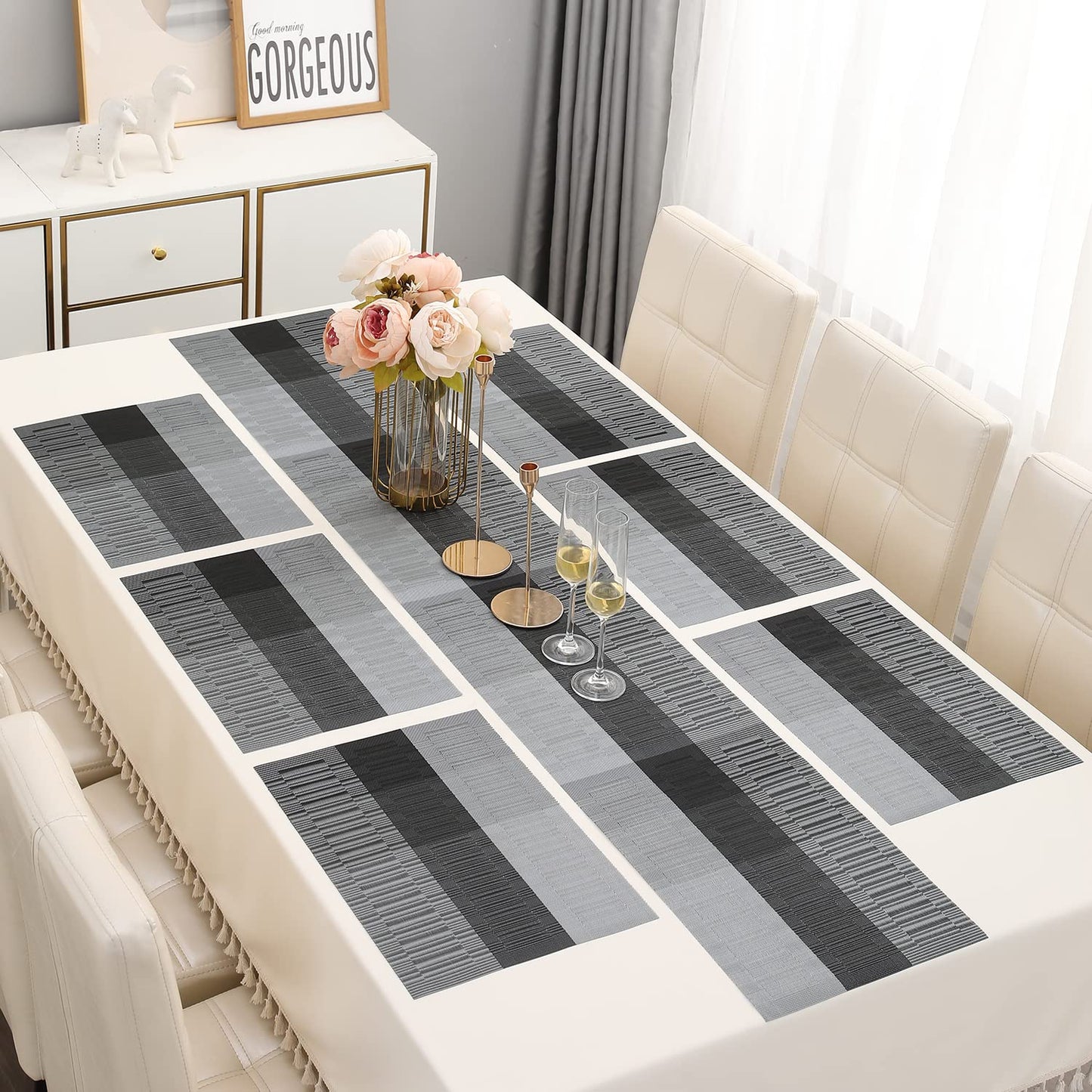 PVC Dining Table Mats, Grey