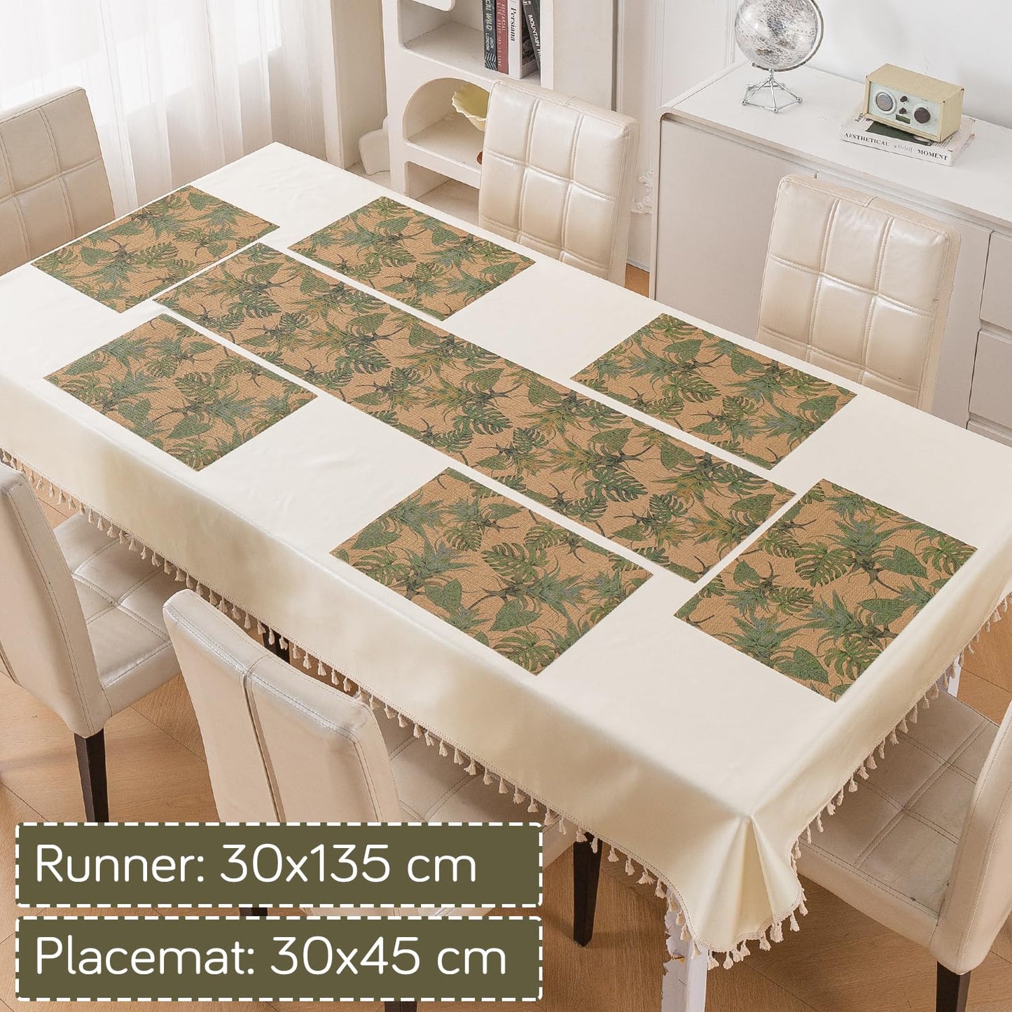 Botanical Tropic PVC Mats for Dining Table - Philodendron Leaves