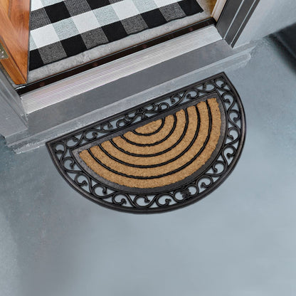 Outdoor Rubber Coir Grill Doormat, Semi-Circle, 45x75 cm