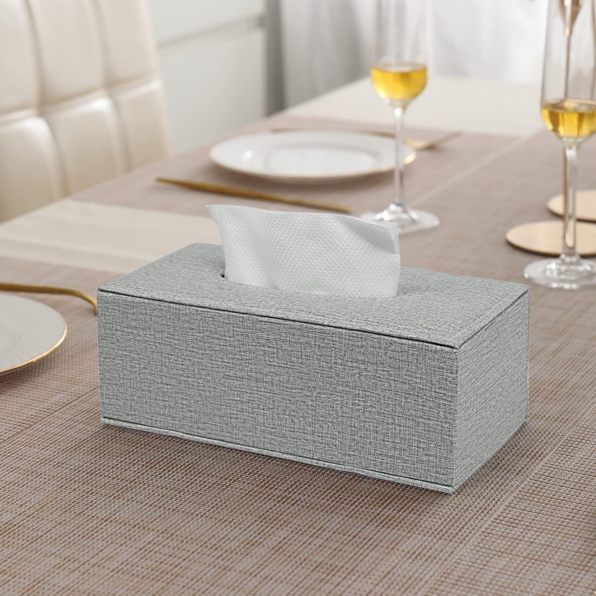 buy premium grey faux leather tissue holder at online | HOKIPO