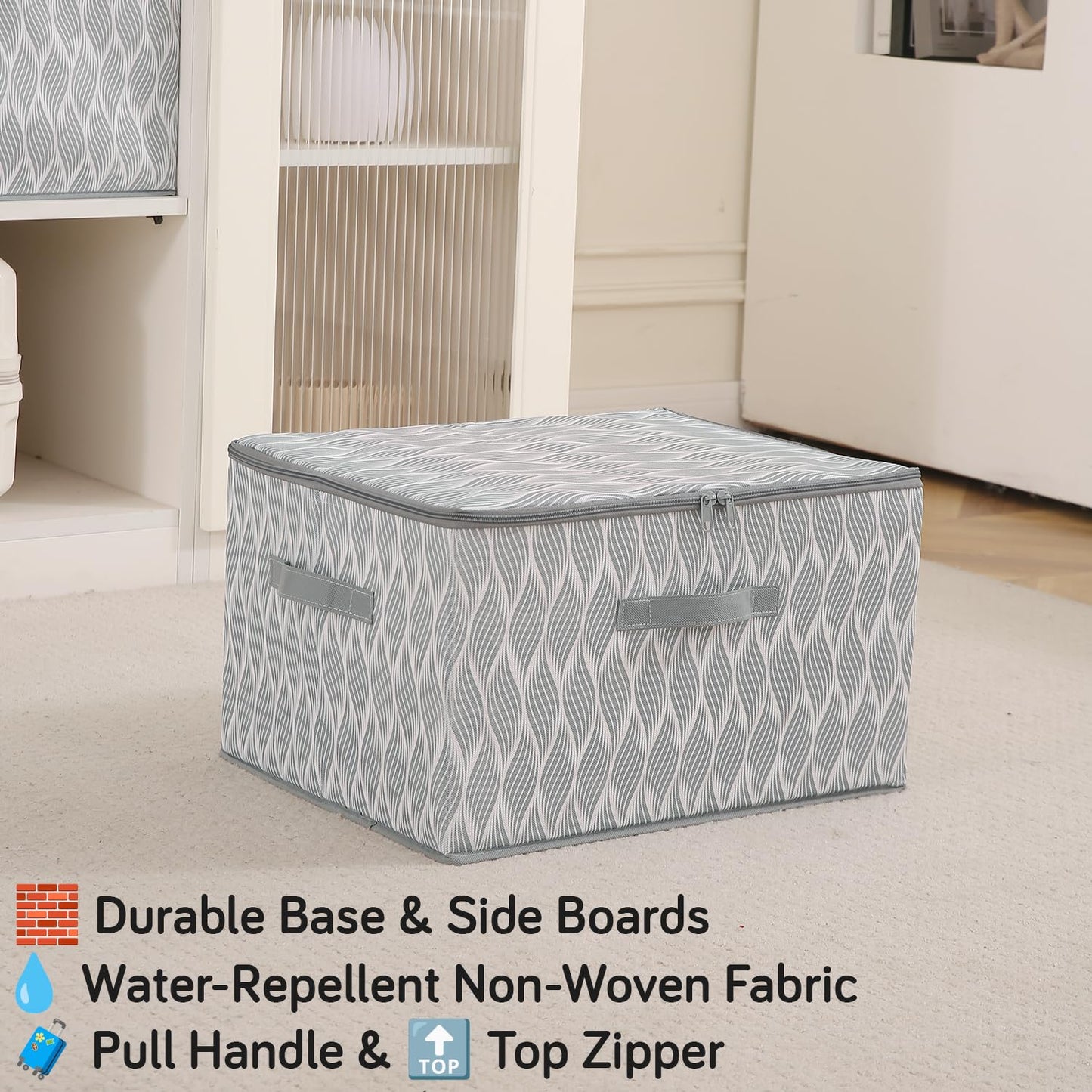 Foldable Clothes Organizer Box | Durable Non-Woven Storage with Zipper & Handle
