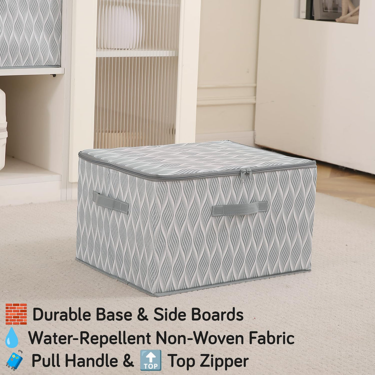 Foldable Clothes Organizer Box | Durable Non-Woven Storage with Zipper & Handle