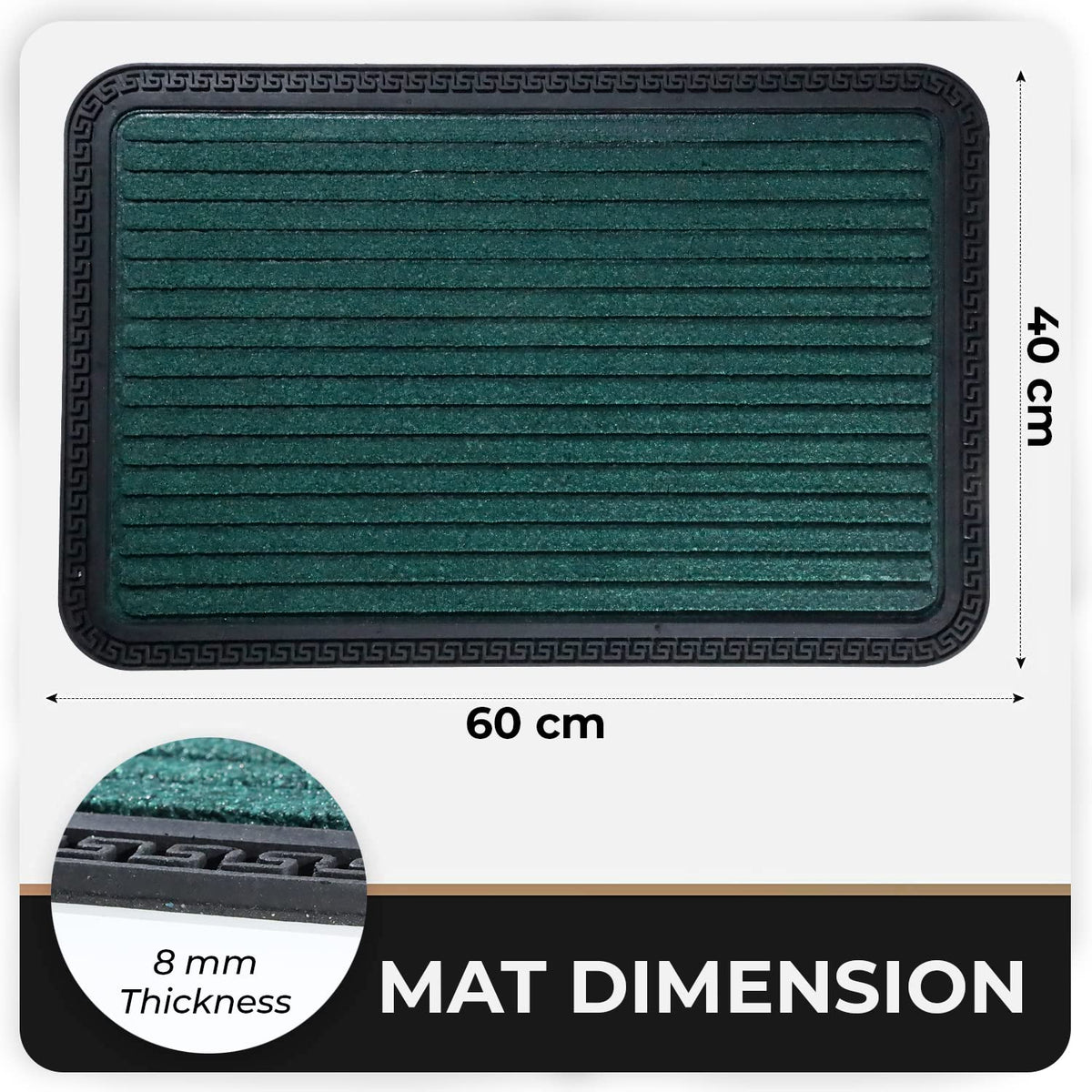 All Purpose Doormat with Rubber Backing, Thick mat for Outdoor and Indoor use, Green