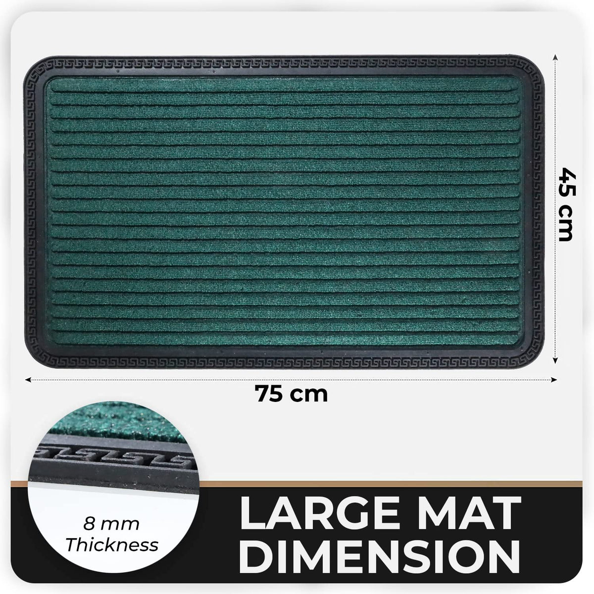 All Purpose Doormat with Rubber Backing, Thick mat for Outdoor and Indoor use, Green