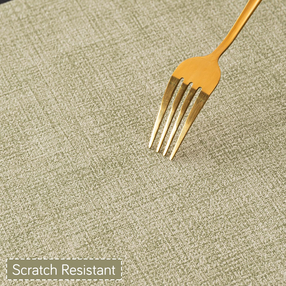 Modern Weaves Royal Luxe Faux Leather Mats for Dining Table - Pristine Green