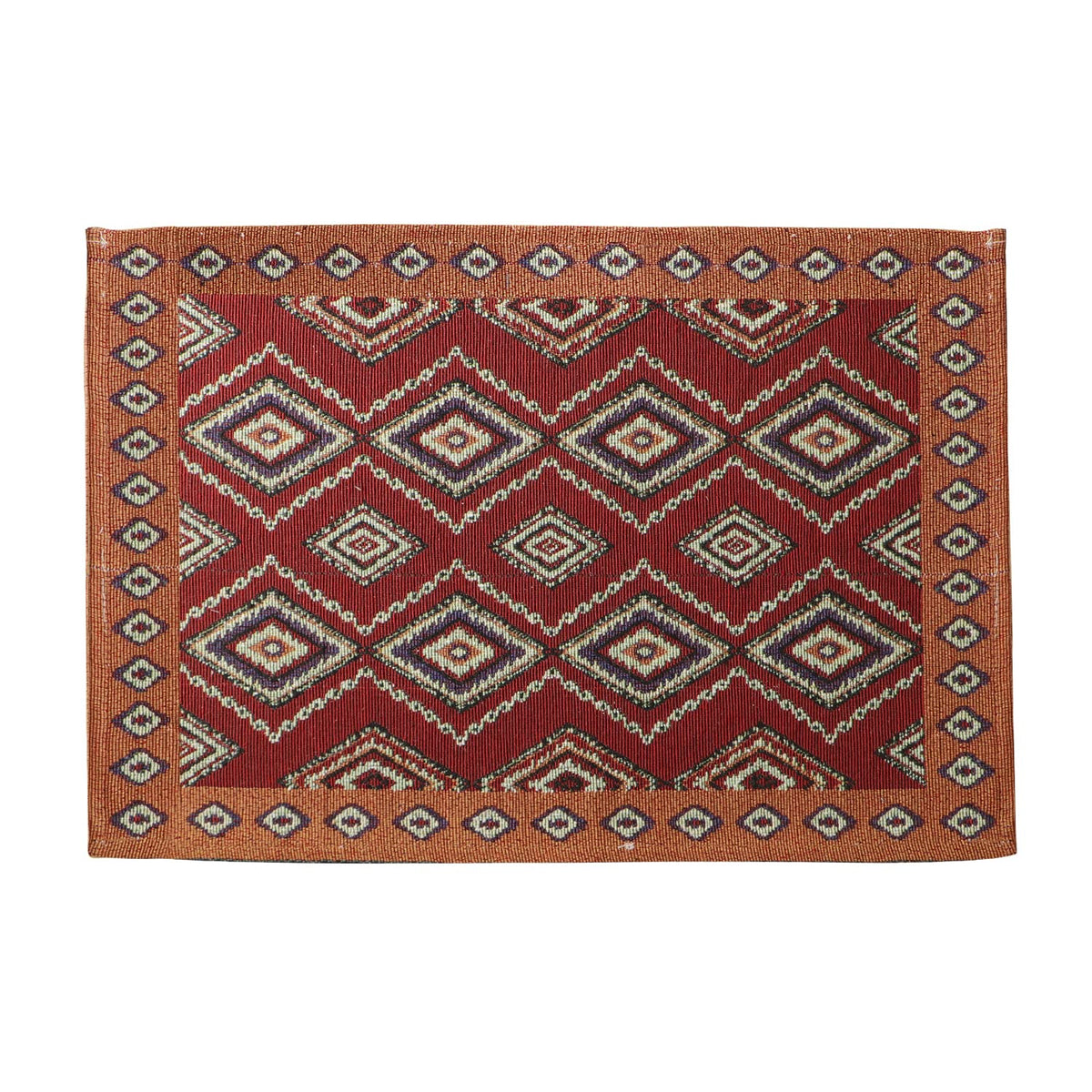 Cotton Jacquard Dining Table Mats, Red Diamond