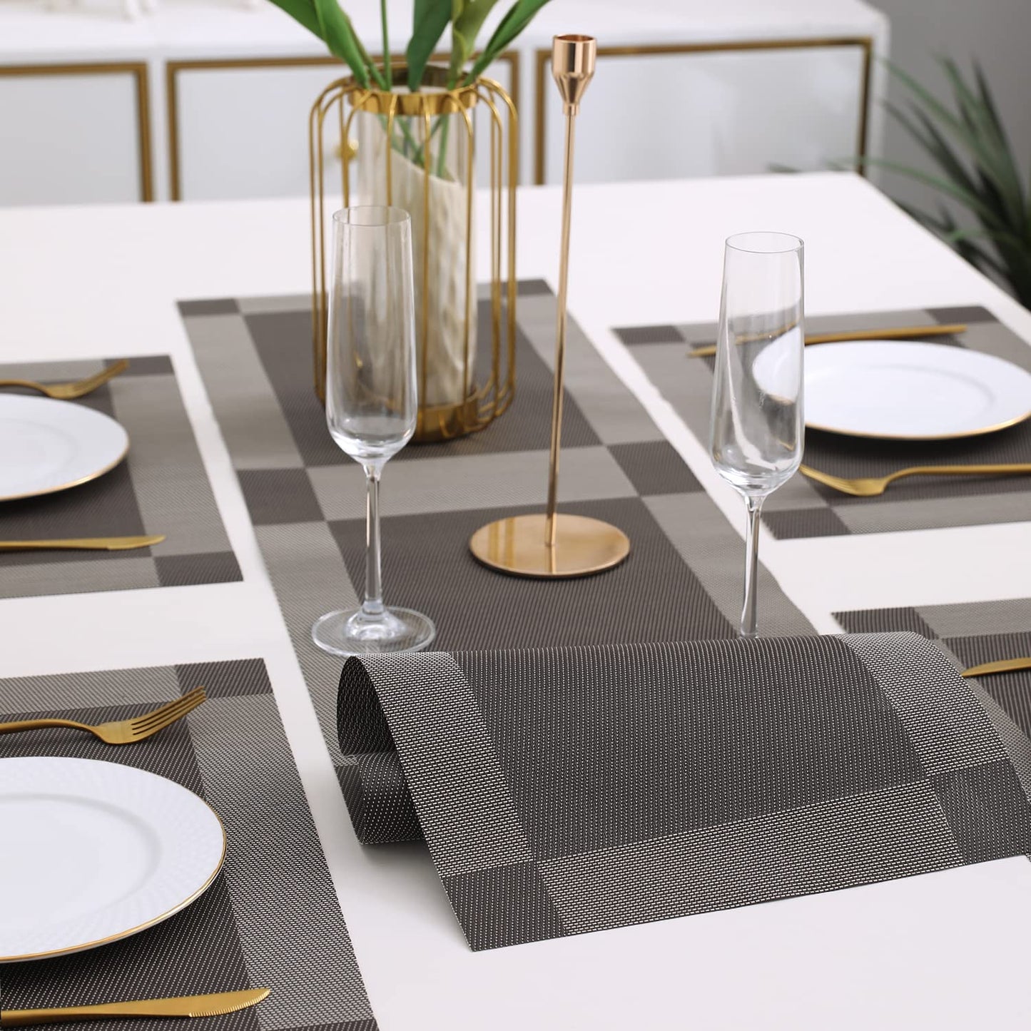 PVC Dining Table Mats, Dark Grey