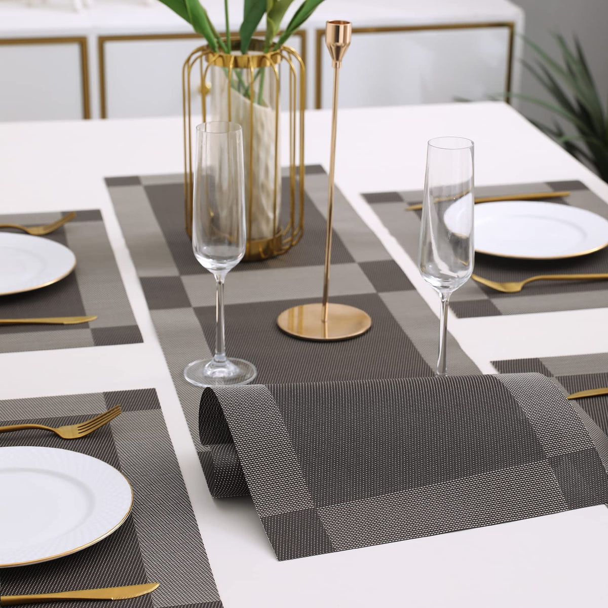 PVC Dining Table Mats, Dark Grey