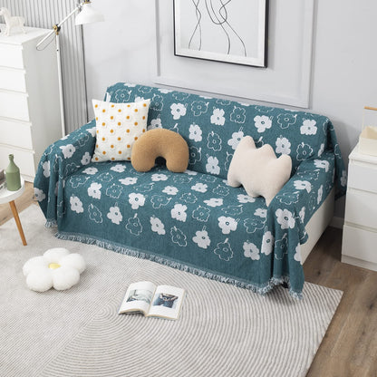 Thick, Soft and Pet Friendly Chenille Sofa Cover Throw, Teal Floral