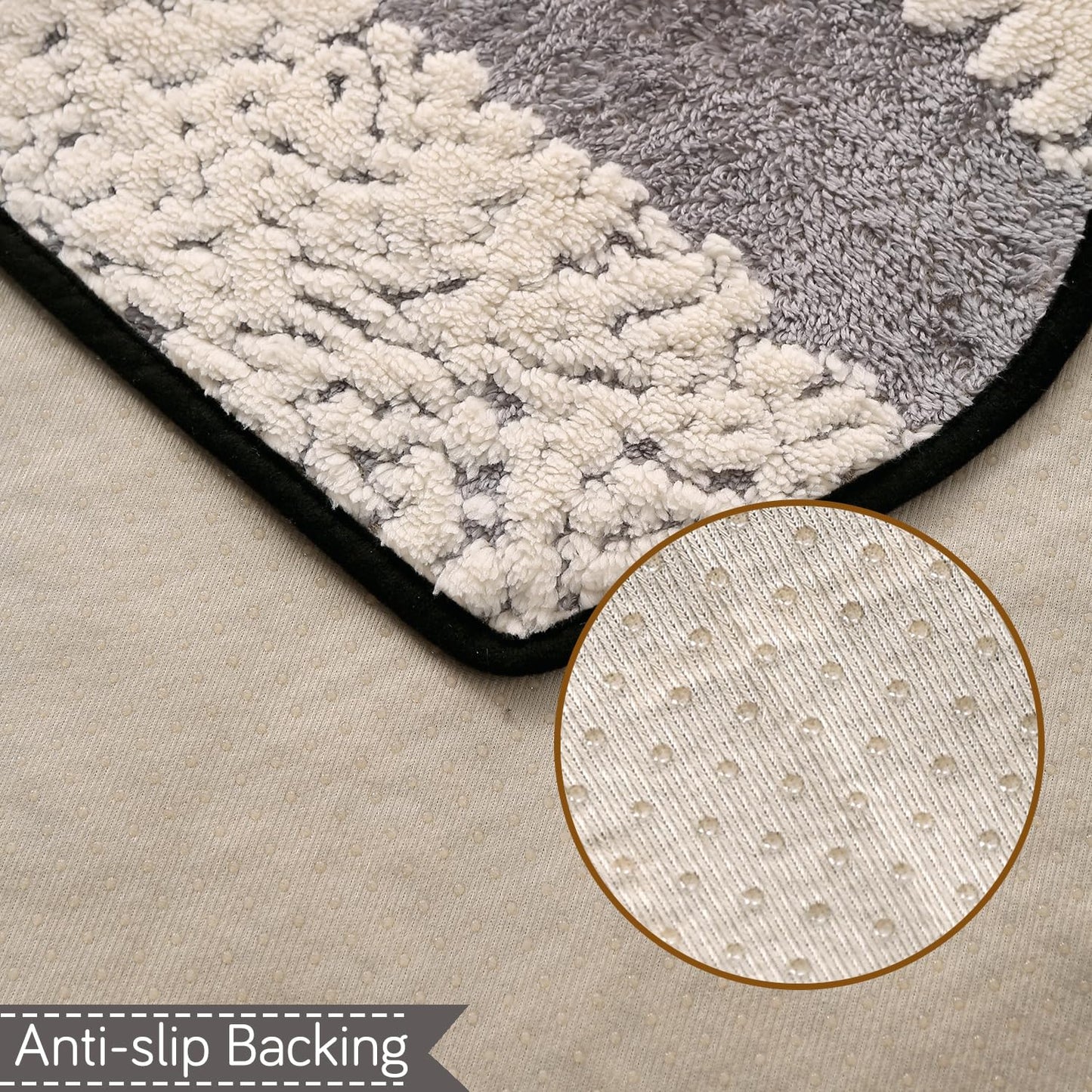 Luxury Wavy Anti Slip Plush Sofa Cover Mat, Pewter Grey