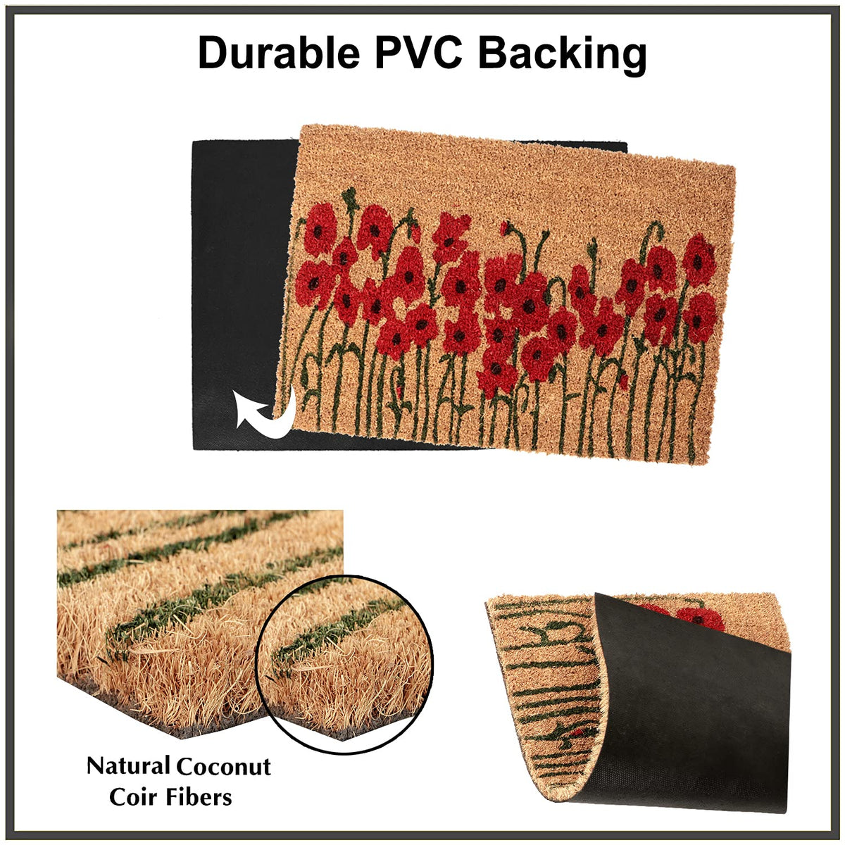 Coir Entrance Door Mat with Anti-Slip PVC Backing