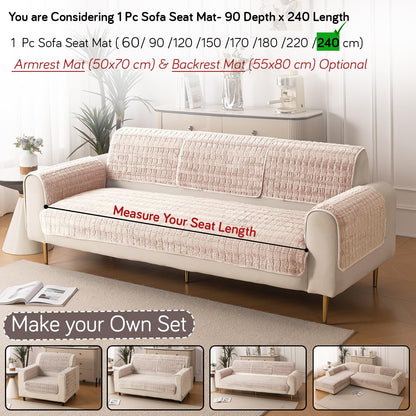 Premium Plush Anti Slip Sofa Cover Mat, Beige