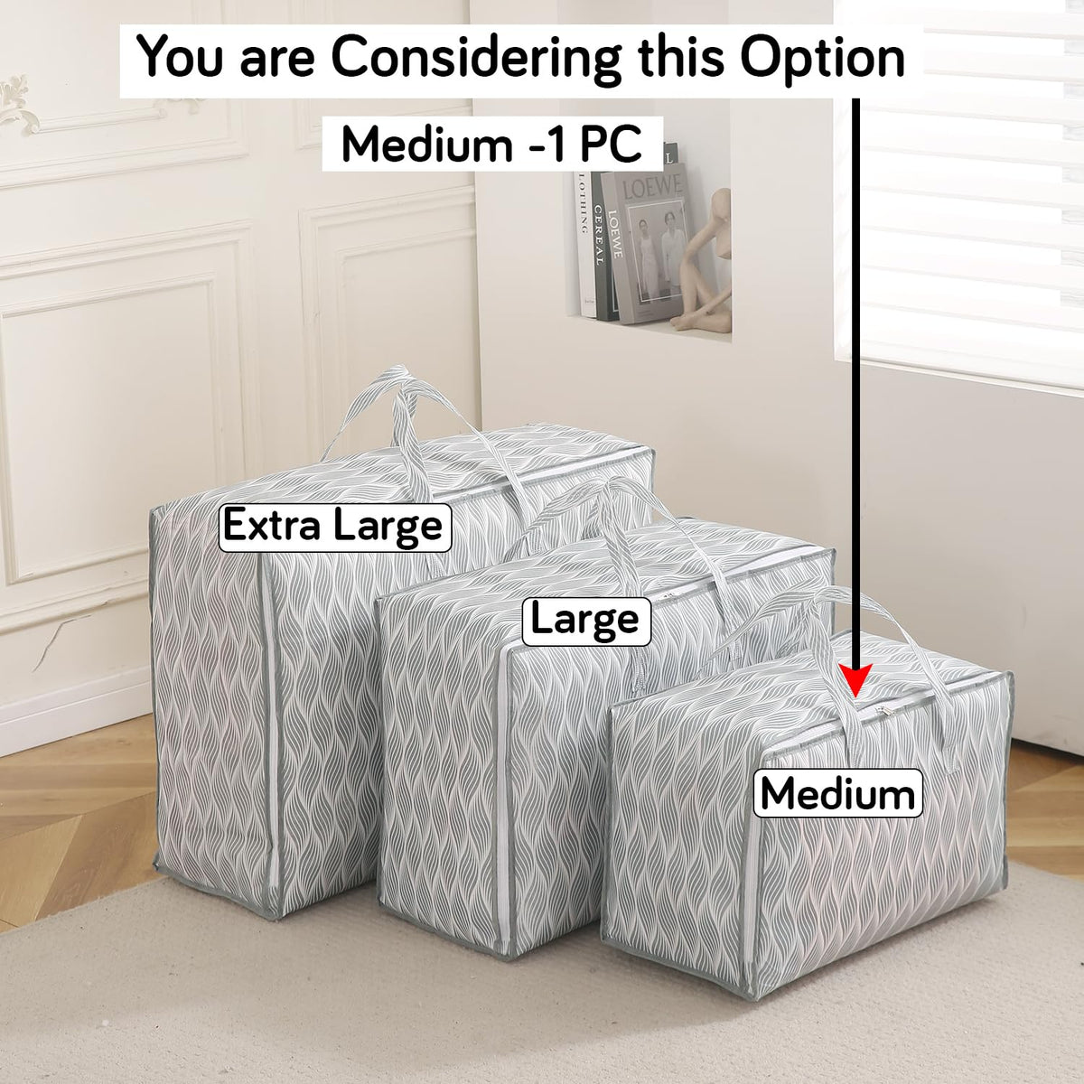 Foldable Clothes & Blanket Storage Bag – Moisture-Resistant, Zippered with Handles