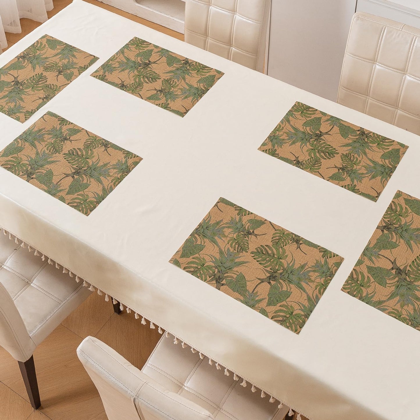 Botanical Tropic PVC Mats for Dining Table - Philodendron Leaves