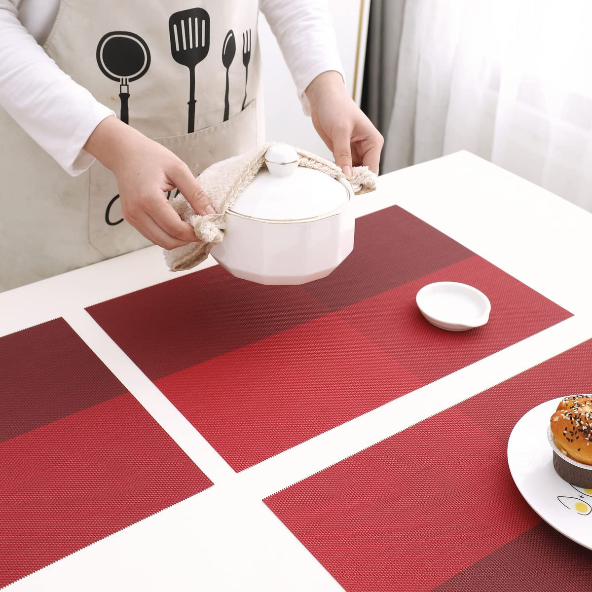 PVC Dining Table Mats, Red