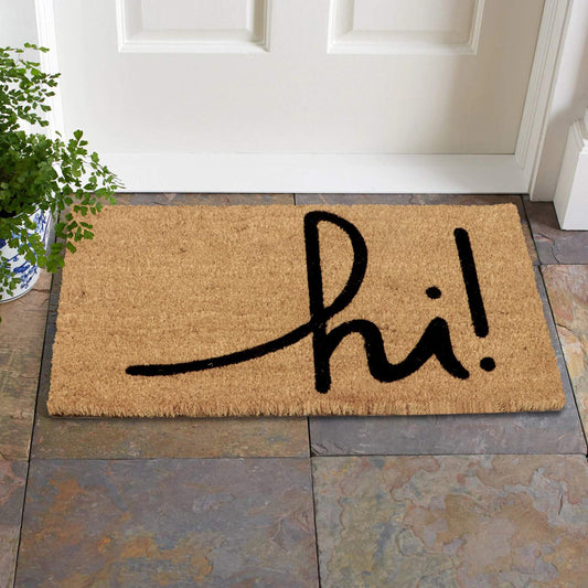 Large 45X75 Cm Natural Coconut Coir Mat For Entrance With Antislip Pvc Backing, Black (Rectangular)