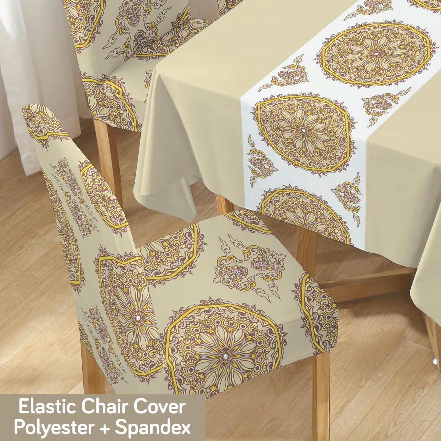 Brown Dining Table Cover with Chair Covers | 4/6 Seater