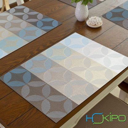 PVC Dining Table Mats, Geometric Blue