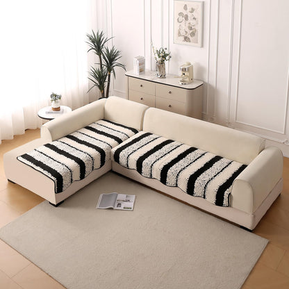 Luxury Wavy Mat with Anti Slip Backing  L Shape Sofa Cover Seat Mat - Black