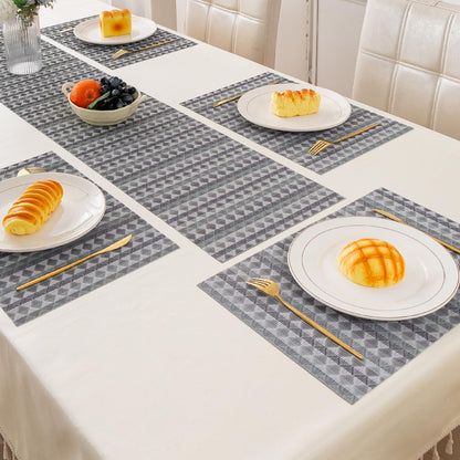 RhombusEcho Washable PVC Mats for Dining Table - Glacier Grey