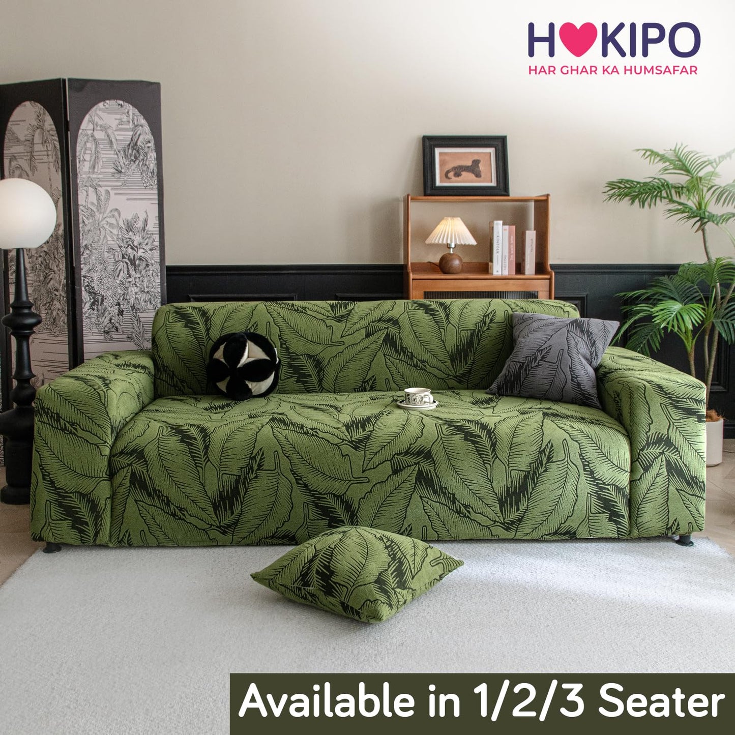 Buy olive green colour dual tone series knitting jacquard two seater sofa cover​s