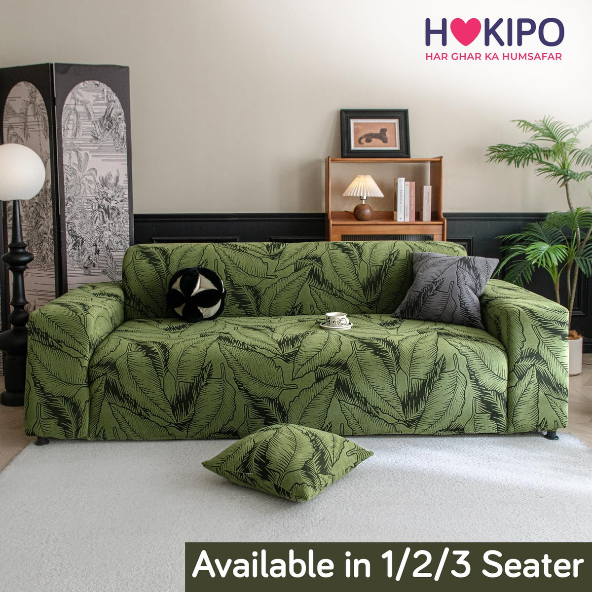 Buy olive green colour dual tone series knitting jacquard two seater sofa cover​s