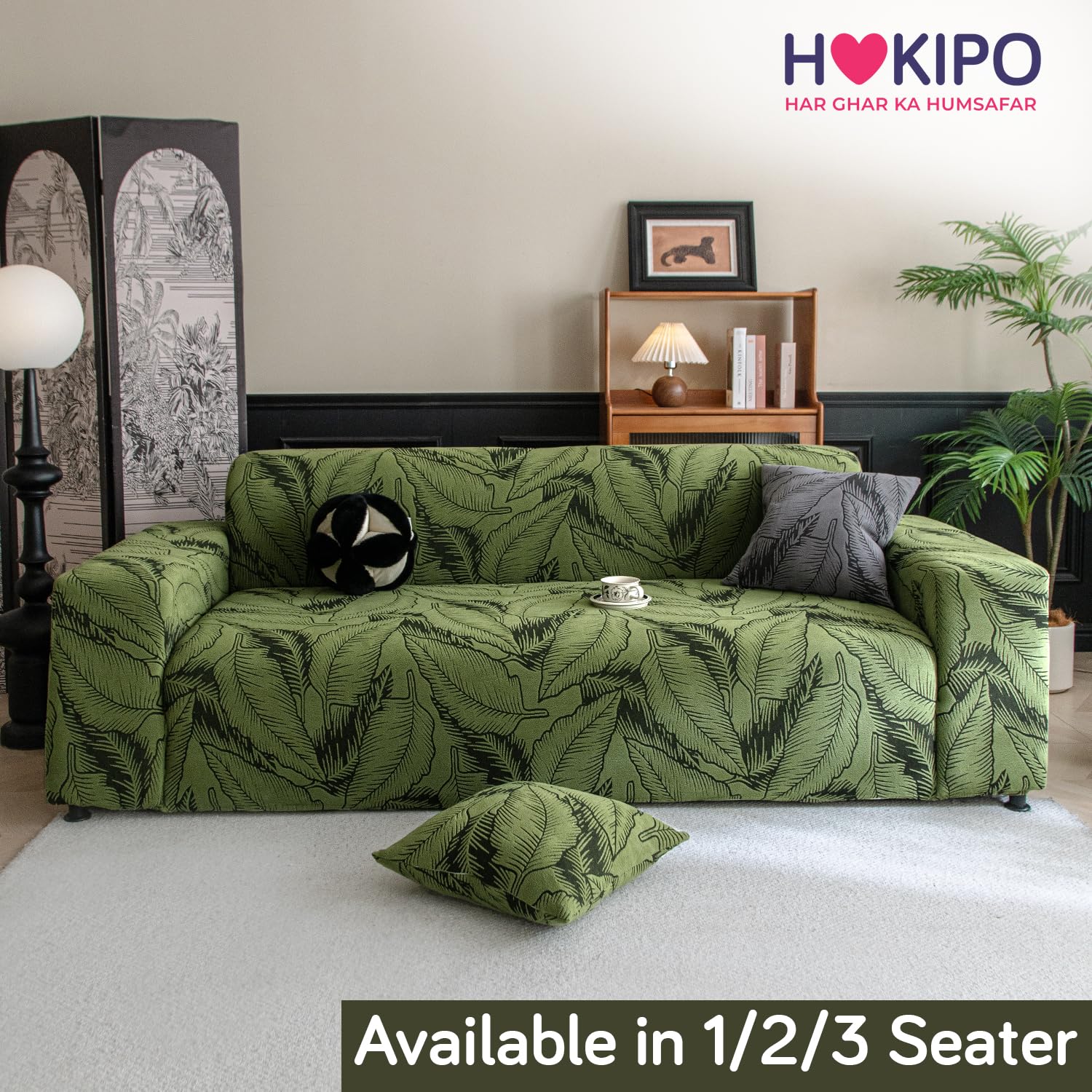 Buy olive green colour dual tone series knitting jacquard two seater sofa cover​s