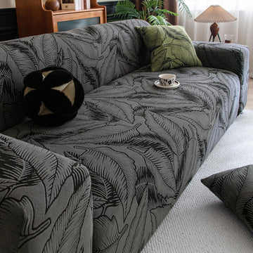 Dual Tone Knitting Jacquard Sofa Cover 1/2/3 Seater Fully Covered - Shadow Grey