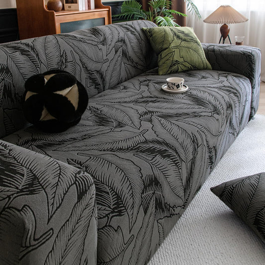 Dual Tone Knitting Jacquard Sofa Cover 1/2/3 Seater Fully Covered - Shadow Grey