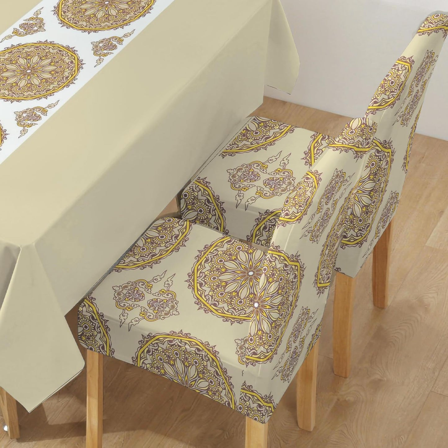 Brown Dining Table Cover with Chair Covers | 4/6 Seater