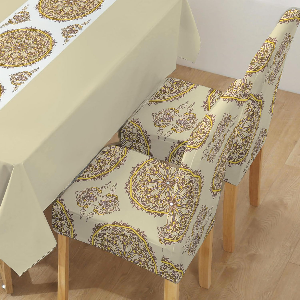 Brown Dining Table Cover with Chair Covers | 4/6 Seater