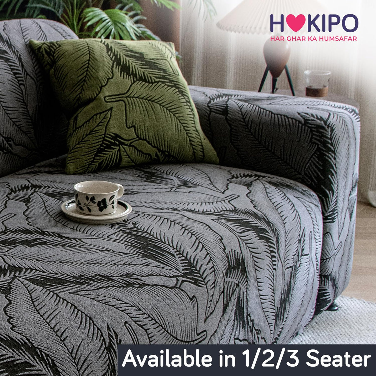 Buy Soft shadow grey colour dual tone series knitting jacquard sofa cover | HOKIPO