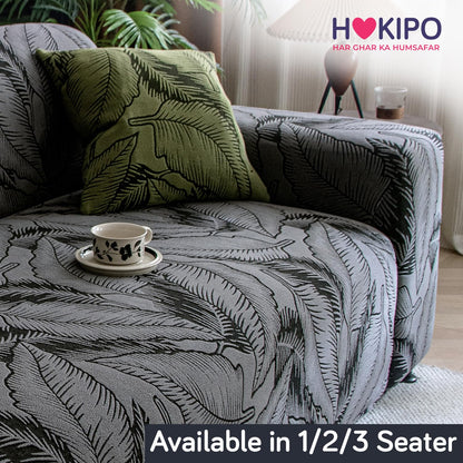 Buy Soft shadow grey colour dual tone series knitting jacquard sofa cover | HOKIPO