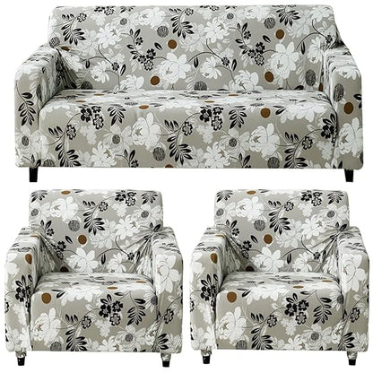 HOKIPO 140 GSM Stretchable Seater Sofa Cover, Feather Brown Floral