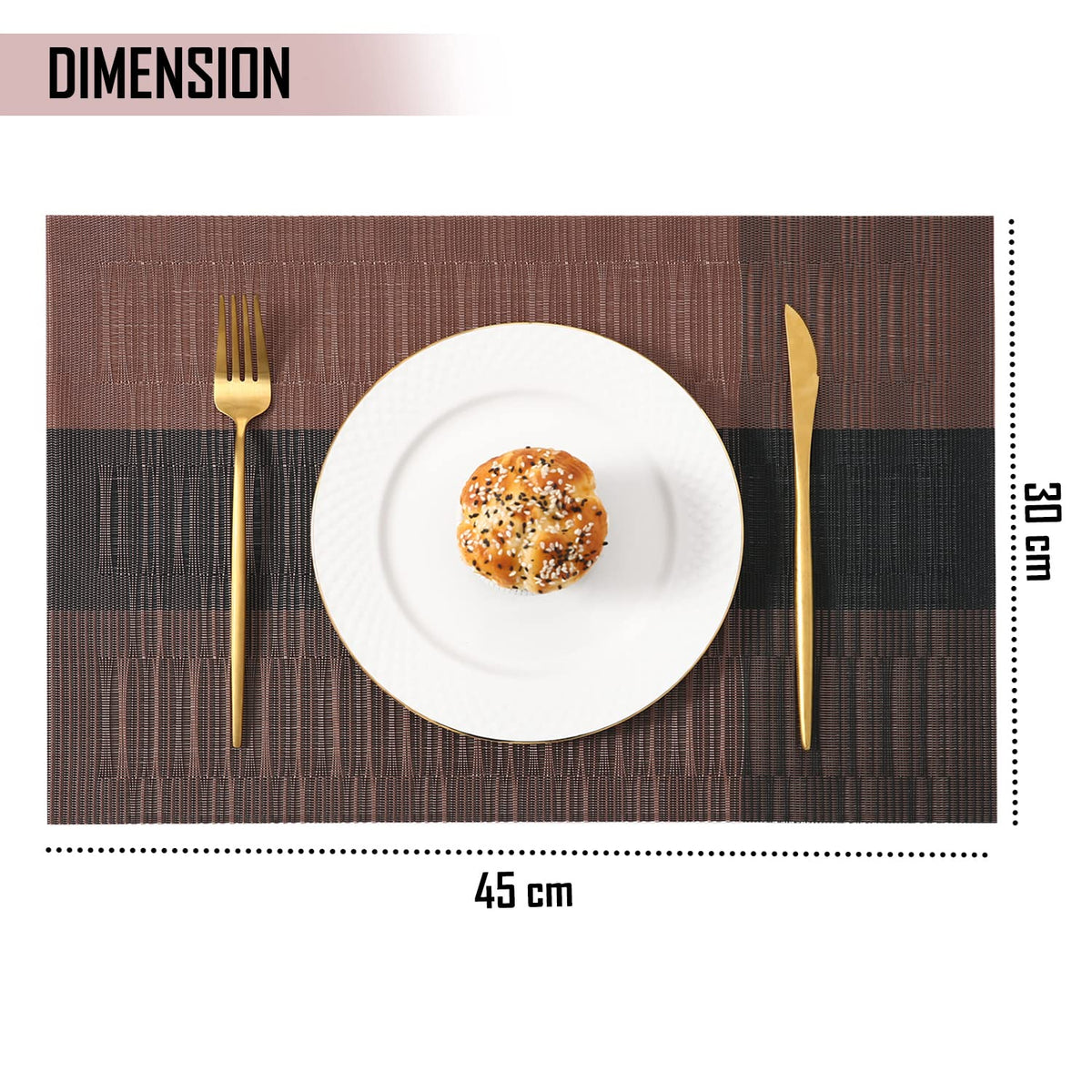PVC Dining Table Mats, Metalic Brown