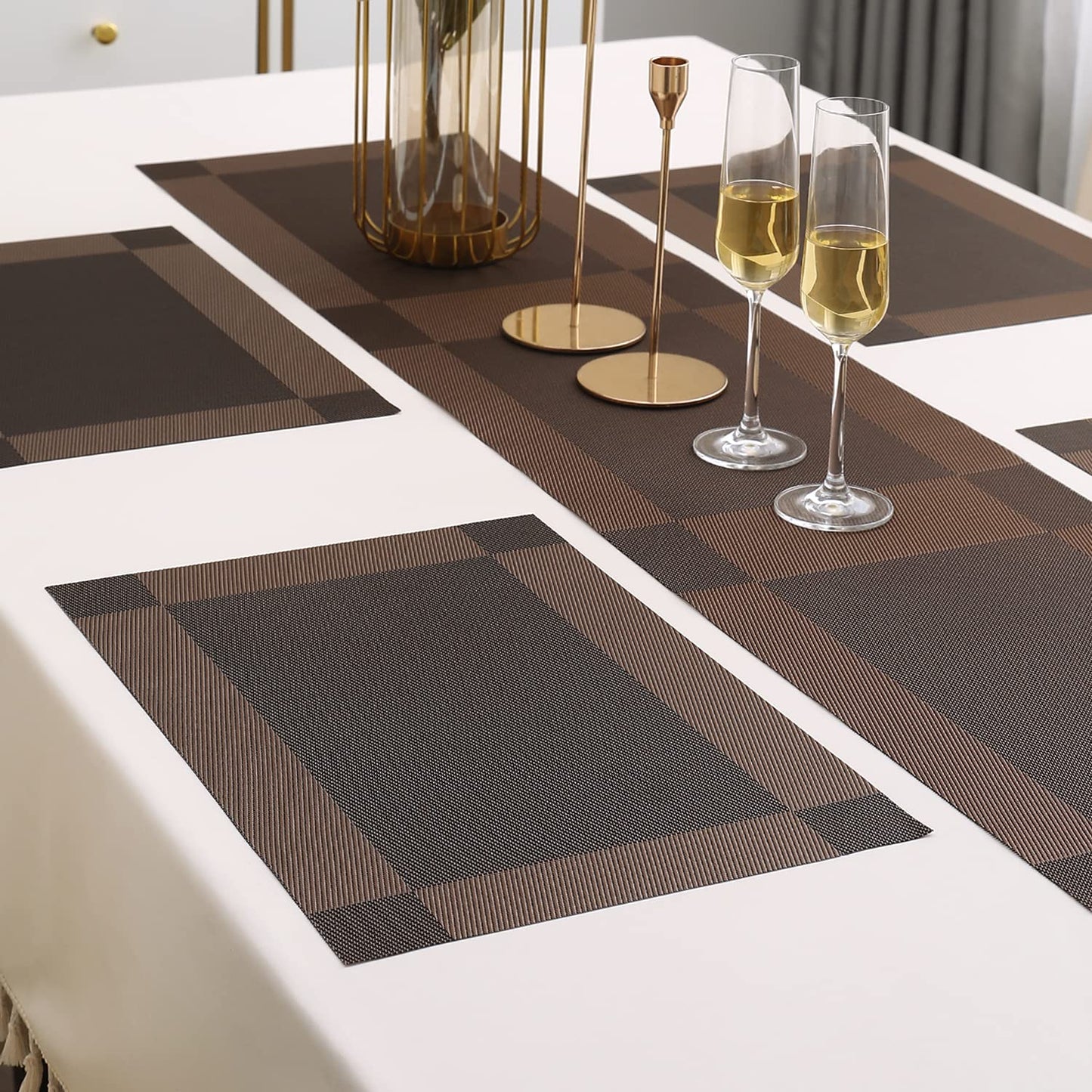PVC Dining Table Mats, Dark Brown