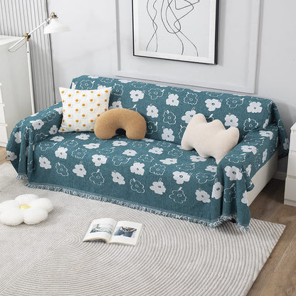 Thick, Soft and Pet Friendly Chenille Sofa Cover Throw, Teal Floral